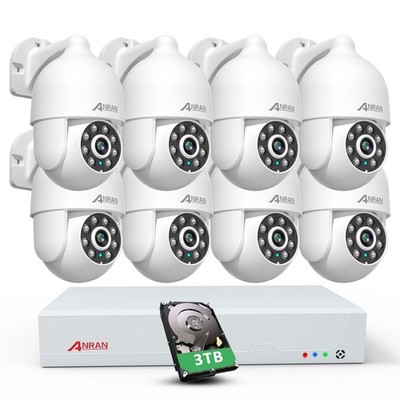 ANRAN 8MP Heim PoE Überwachungskamera Set Außen PTZ 8CH NVR 3TB Farbnachtsicht