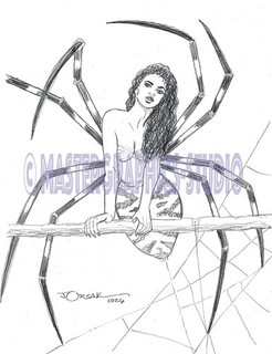 Sexy ARACHNE SPIDER WOMAN original fantasy pin up art by JOE ORSAK