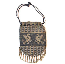 Antique Vintage Steel Beaded Purse with Dragons Reticule - SELLER PAYS US TARIFF