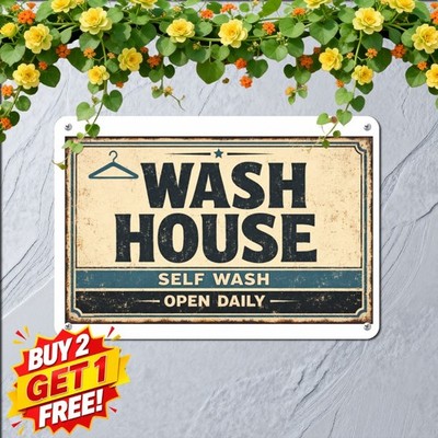 Self Service Laundry Room Wash Dry Fold Etiquette Metal Tin Sign 8x12 Inch