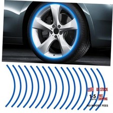 16PCS 17''-19'' Reflective Wheel Rim Stripe Decal Sticker, Universal Night Blue
