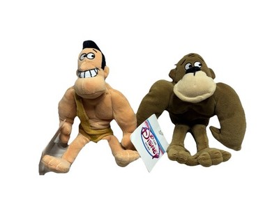 George & Ape - George of the Jungle Set of 2 Disney Store Bean Bag Plush Toy 8''
