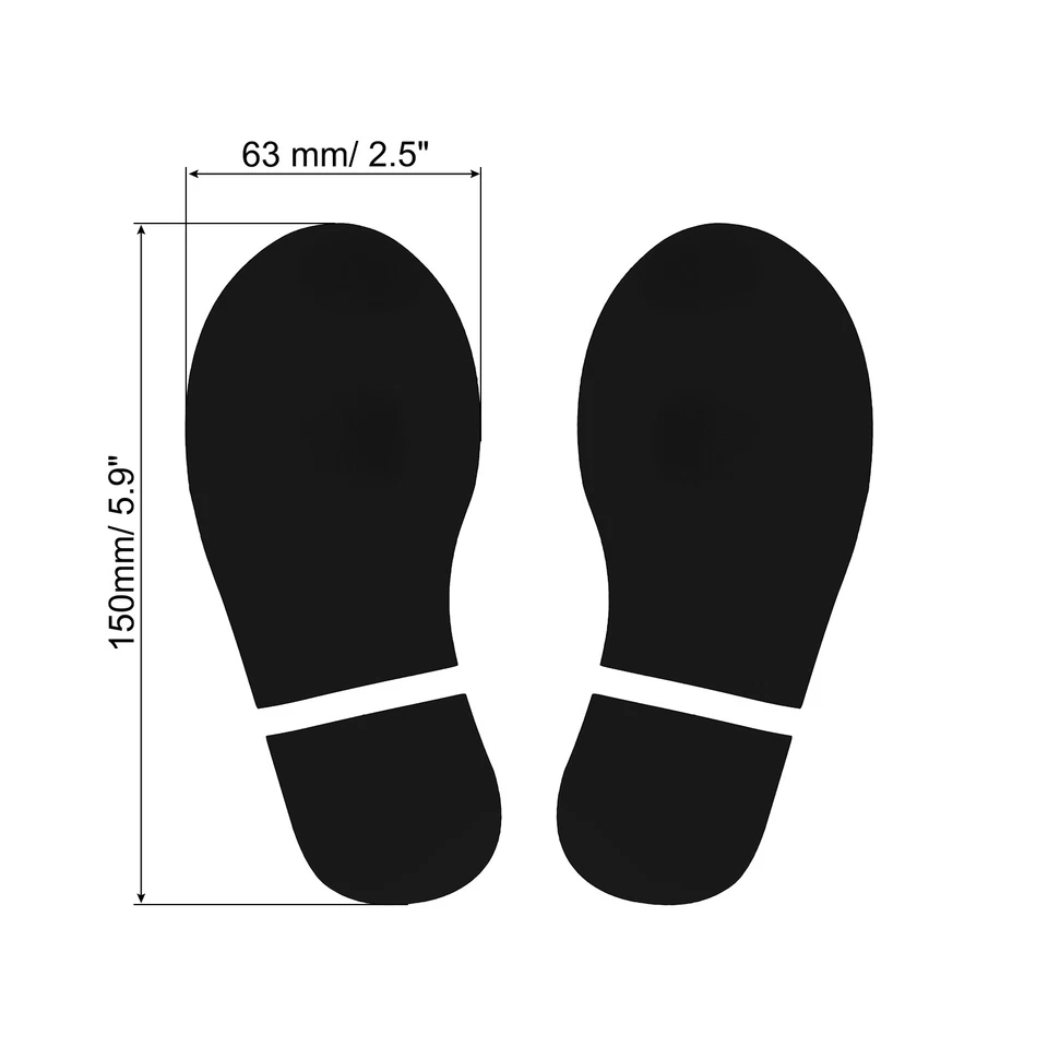 4 Pairs 5.9x2.5" Footprints Floor Stickers Floor Wall Stairs Decal Black - Image 2 of 4