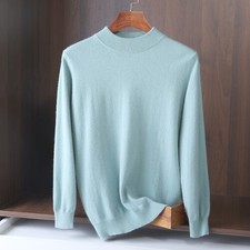 Men Round Neck Sweater Loose Knitted Pullover Business Casual Tops