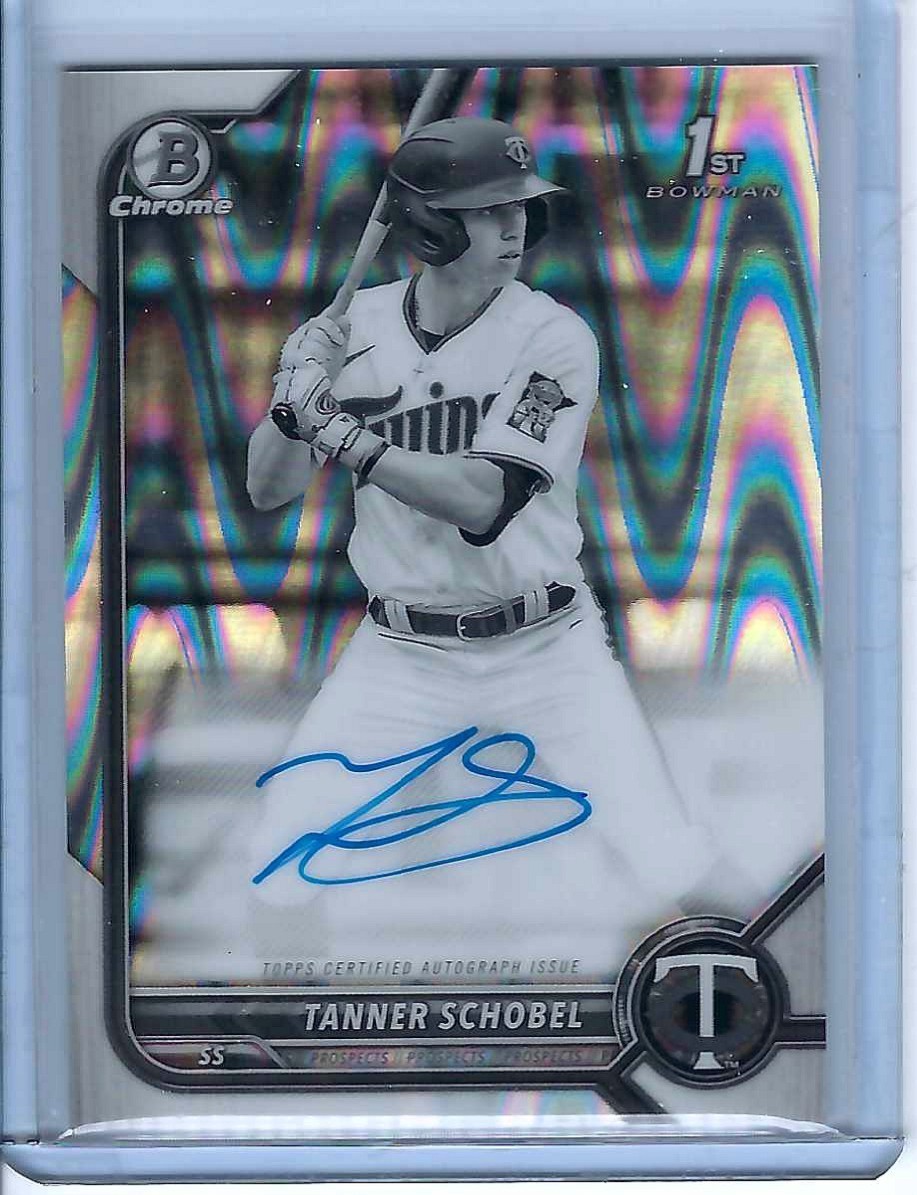 2022 Bowman Draft TANNER SCHOBEL Black & White RayWave Auto #CDA-TSL SSP Twins