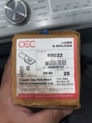 OEC Copper One Hole Lug 2/0 Str Short Lug
