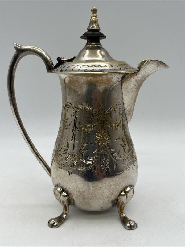 VTG E.P.N.S. A1 Silver Plate Creamer 4 Footed Hinged Lid 6"  Stamped #37 Rare