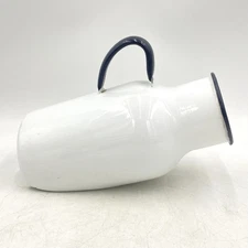 Vintage Enamelware Male Urinal White w/Black Trim Men's Metal Bed Pan