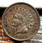 1909 Indian Cent Nice Original AU Full Diamonds CHRC