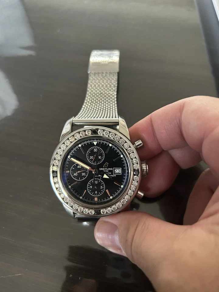 Bisel de diamantes personalizado Breitling Superocean Heritage 5,5 quilates vs1 diamantes Foto 2 de 4