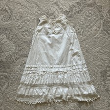 Antique Girl  s White Cotton  Lace Petticoat Dress Needs Repair