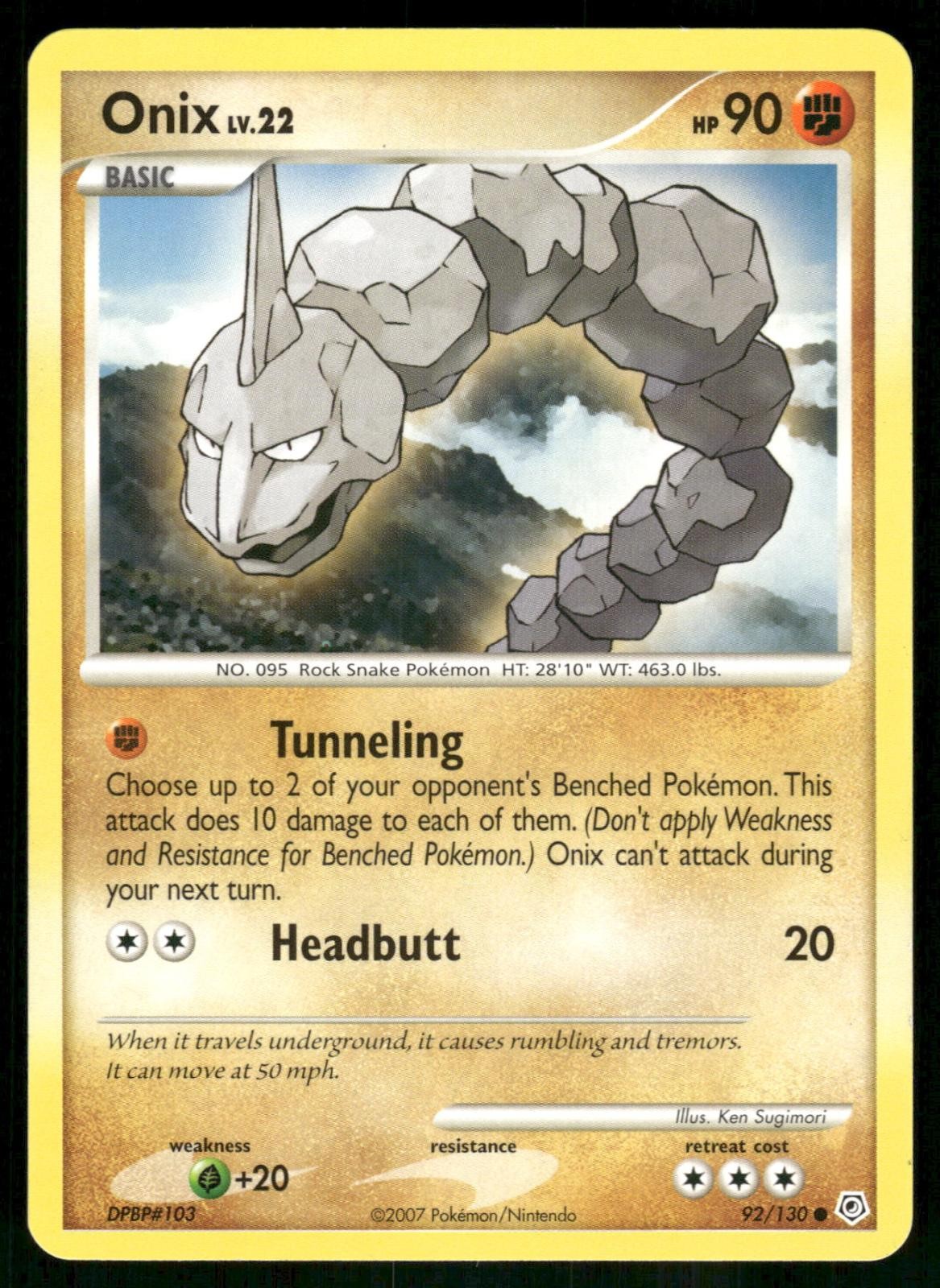Onix 92/130 Common Diamond & Pearl Pokemon Near Mint