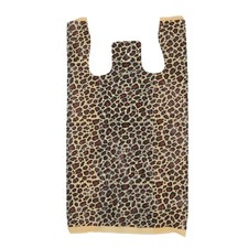 Medium Leopard Print Plastic T-Shirt Bags - 11 ½” x 6" x 21" (Case of 500)
