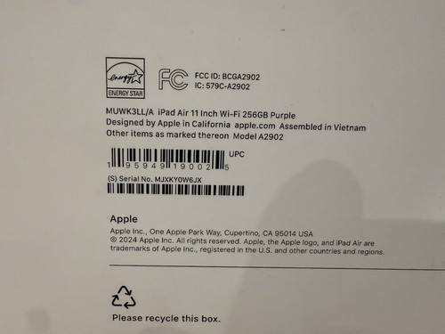 Apple iPad Air 11-inch M2 256GB Purple WIFI ✅ NEW SEALED WARRANTY!!! ✅ - Picture 3 of 3