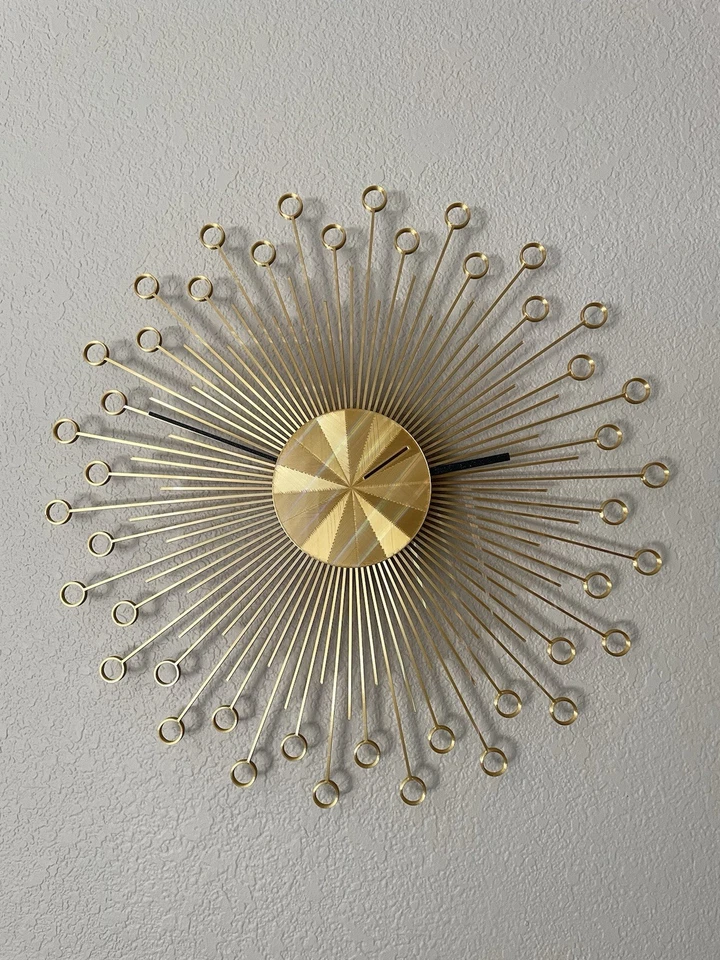 Reloj Sunburst Moderno Mediados de Siglo Vintage - Dorado - Estilo Starburst Retro Foto 2 de 4