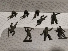 VTG 1960s Tim-Mee Toys Green Plastic Toy Soldiers Set of 9