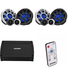 Kicker Premium Marine 2 Pair  6.5" Component Speaker and Amplifier bundle I...