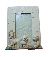 3x5  Baby Picture Frame/Album Combo; Wooden frame, Bunny, Bear, Animals