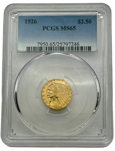 1926 Indian Head $2.50 Gold Coin, MS65 PCGS, Original Look and Appeal.