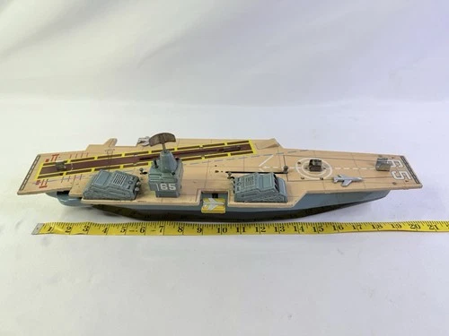 Vintage Battery Operated Tin AIR CRAFT CARRIER Marx toy Working! See Pictures