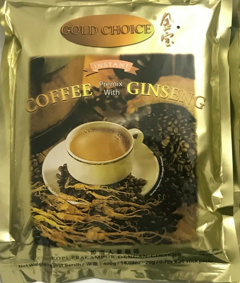 1/3/6/8 Bags, Gold Choice Instant Coffee Premix With Ginseng 14.08 Oz