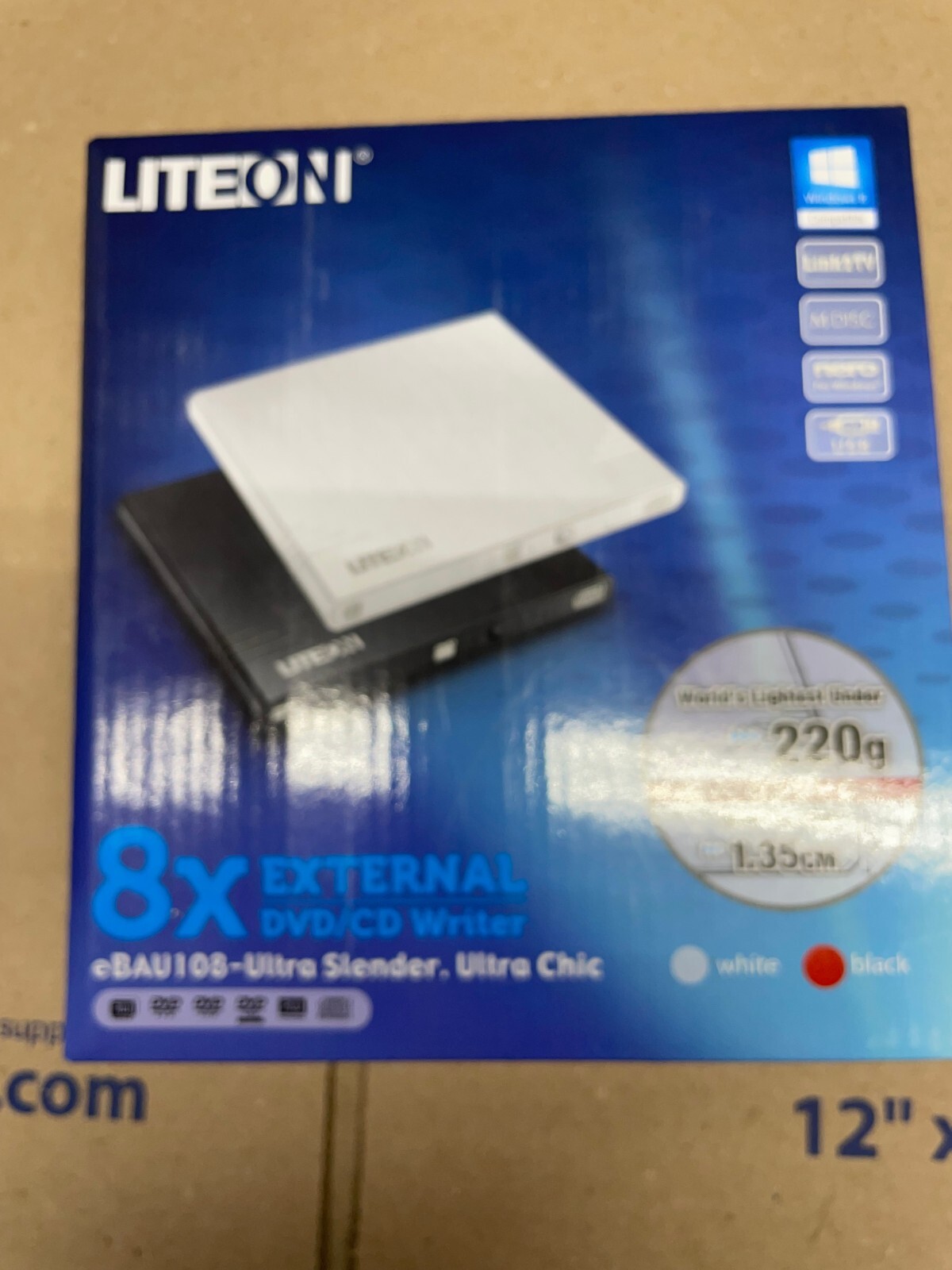 LITEON 8x External DVD/CD Writer Drive Black eBAU108 Ultra Slender M