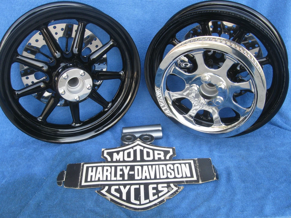 Harley Davidson OEM Heritage SOFTAIL Черные 9 Спицевых Колес MAG PKG ЛУЧШИЕ на eBay - Изображение 4 из 4