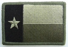 OD Green Texas Flag Patch 2x3 Hook and Loop backing