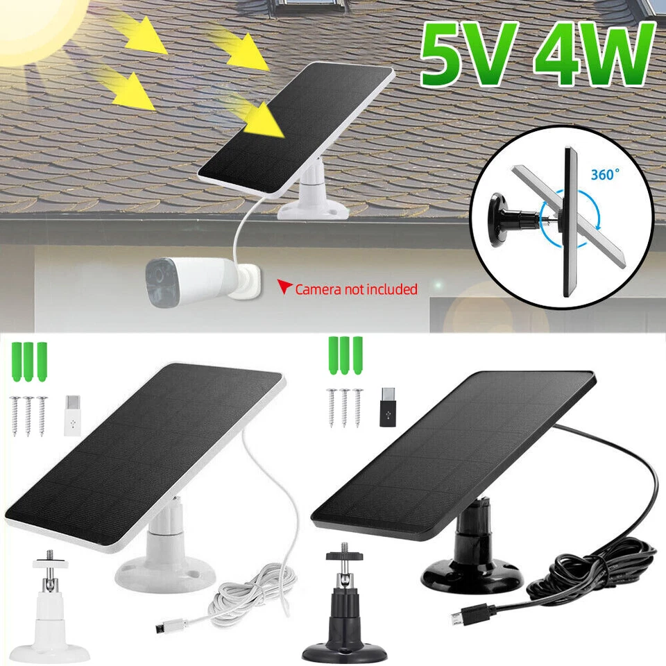 Paneles Solares 4W 5V para Cámara IP de Seguridad Micro USB-C Exterior Impermeable EE. UU. Foto 3 de 4