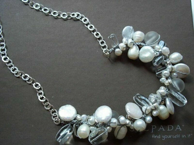 SILPADA Effervescence Sterling Silver Pearl Quartz Crystal 18" Necklace N2189 EU - Image 2 of 4