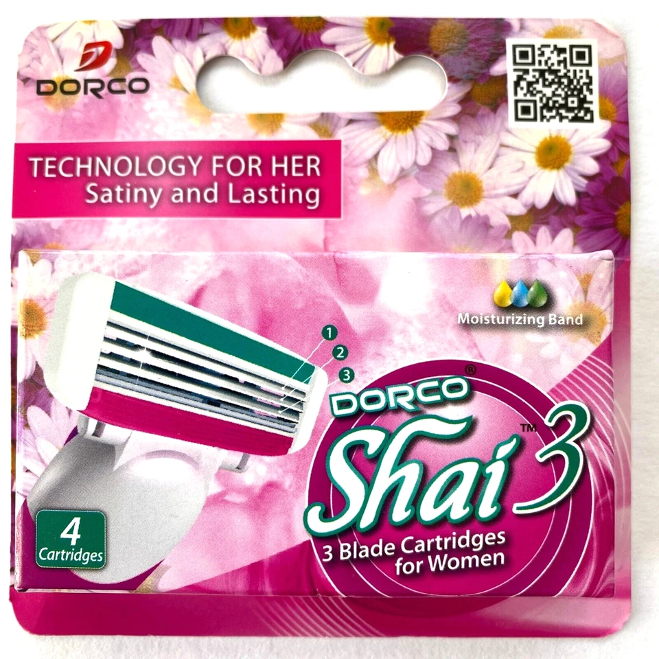 Cartuchos de barbear femininos Dorco Shai 3 lâminas pacote com 4 faixas hidratantes - Imagem 2 de 4