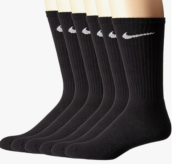 NUOVI calzini Nike Everyday confezione da 6 Dri FIT neri taglia large