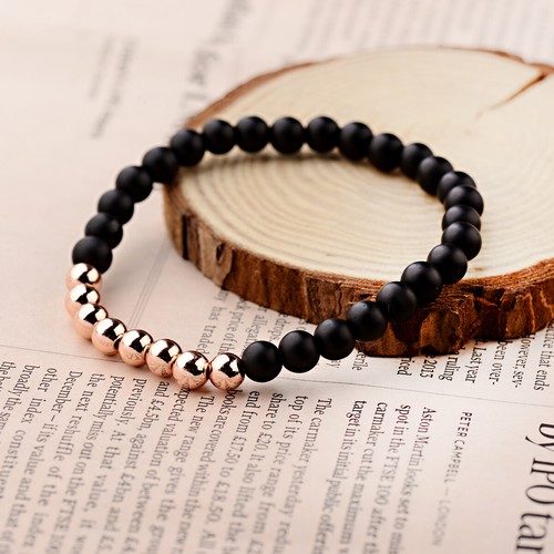 Mode Herren Schwarz Lavastein 18K Kupfer Perlen Charm Unisex Armbänder Günstigste - Bild 25 von 26