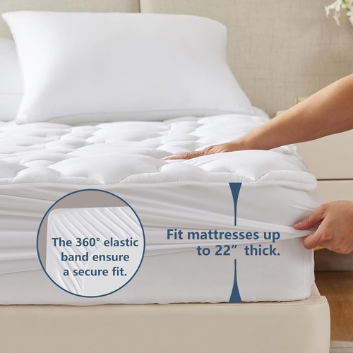 Quilted California King Mattress Topper - Breathable Deep Pocket Design - Picture 7 of 10