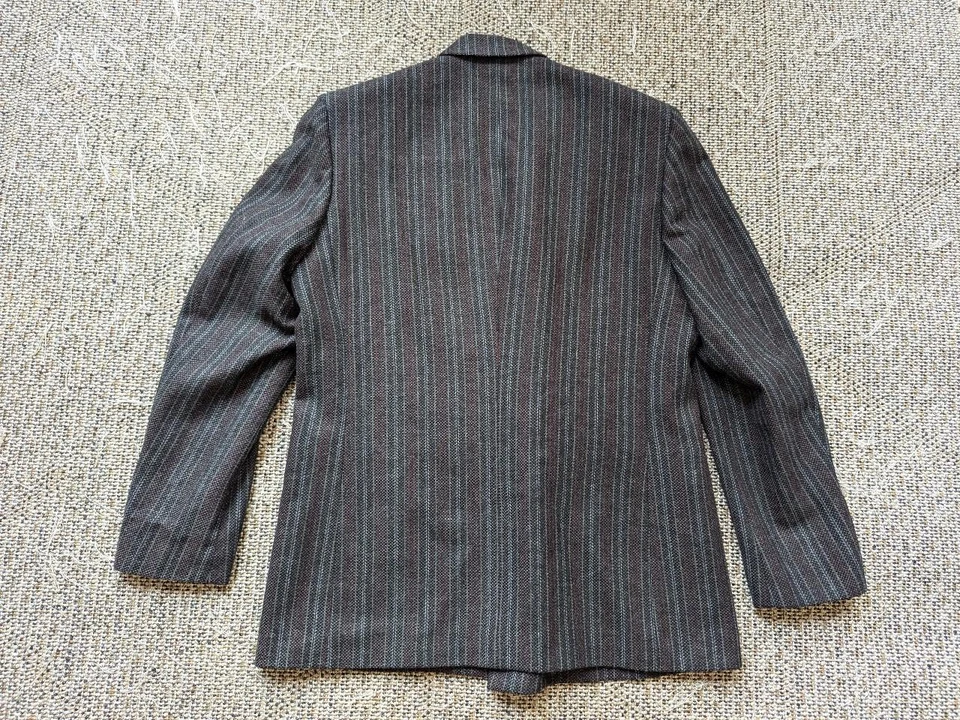 复古 TWEED 双排扣西装外套 40R 木炭羊毛常春藤联盟 PREPPY — 第 2/4 张图片