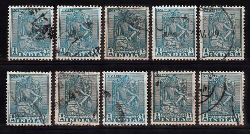 INDIA 1949 ORIGINAL BODHISATTVA 1a VALUE WHOLESALE LOT SCOTT 210 USED