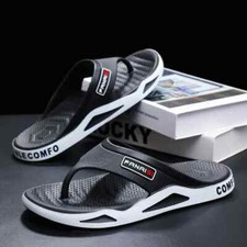 Summer Male Sandals Flip Flops PVC Soft-soled Beach Shoes Pinch Summer Sanding