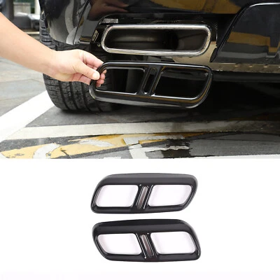 Schwarz Edelstahl Auspuffblende Abdeckung Passend für Range Rover Sport III L461 - Bild 1 von 4