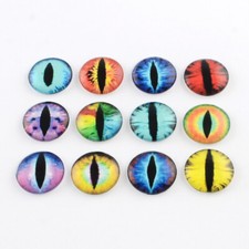 50 Dragon Eye Glass Cabochons 10mm Glass Domes Flatbacks Assorted Lot BULK