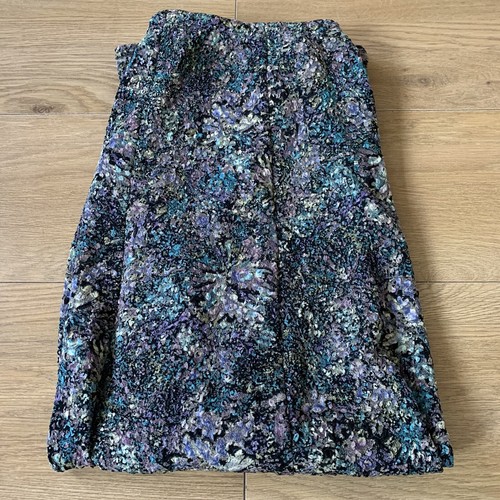 Vintage Viyella Ladies Navy good purple green Flared A-line Skirt Work 12 - Picture 7 of 7