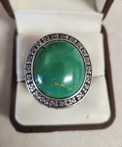NATURAL HUSSAINI FEROZA RING IN A BEAUTIFUL HEAVY STERLING SILVER RING