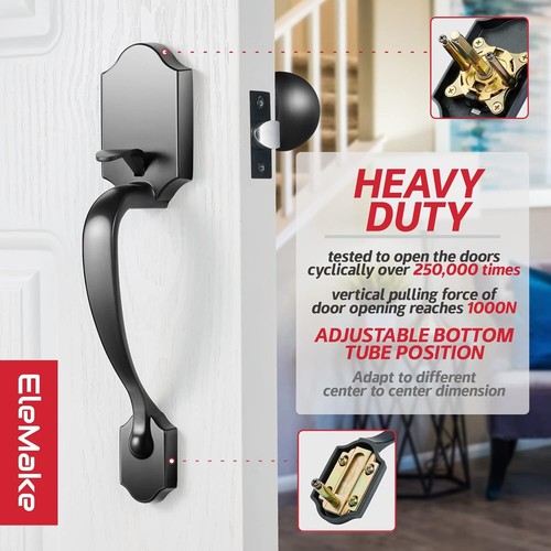 Front Door Handleset Entry Door Handle Set with Cove Knob for Right&Left Handed - Picture 2 of 6