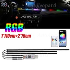 3pcs 64 Colors RGB LED Car Inner Ambient Strip Atmosphere Decor Light APP Remote