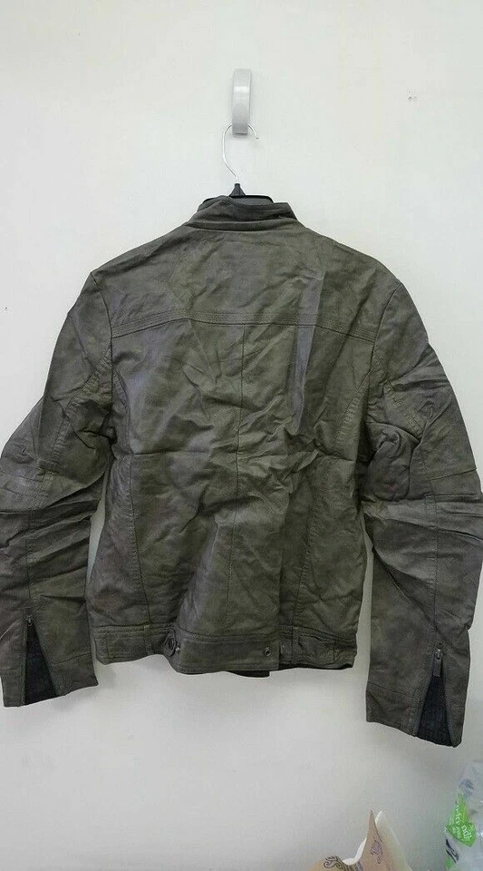 CHAQUETA DE CUERO SINTÉTICO PARA HOMBRE DOUBLJU CASUAL RIDER CON COLORACIÓN, GRIS, MEDIANA Foto 2 de 2