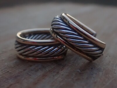 14K Gelbgold & Sterlingsilber 0,925 gedrehte Kabel Creolen ''atemberaubend''