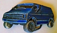 DODGE VAN BELT BUCKLE BLUE ENAMEL SILVER METAL BERGAMOT BRASS 1978 USA U-38.