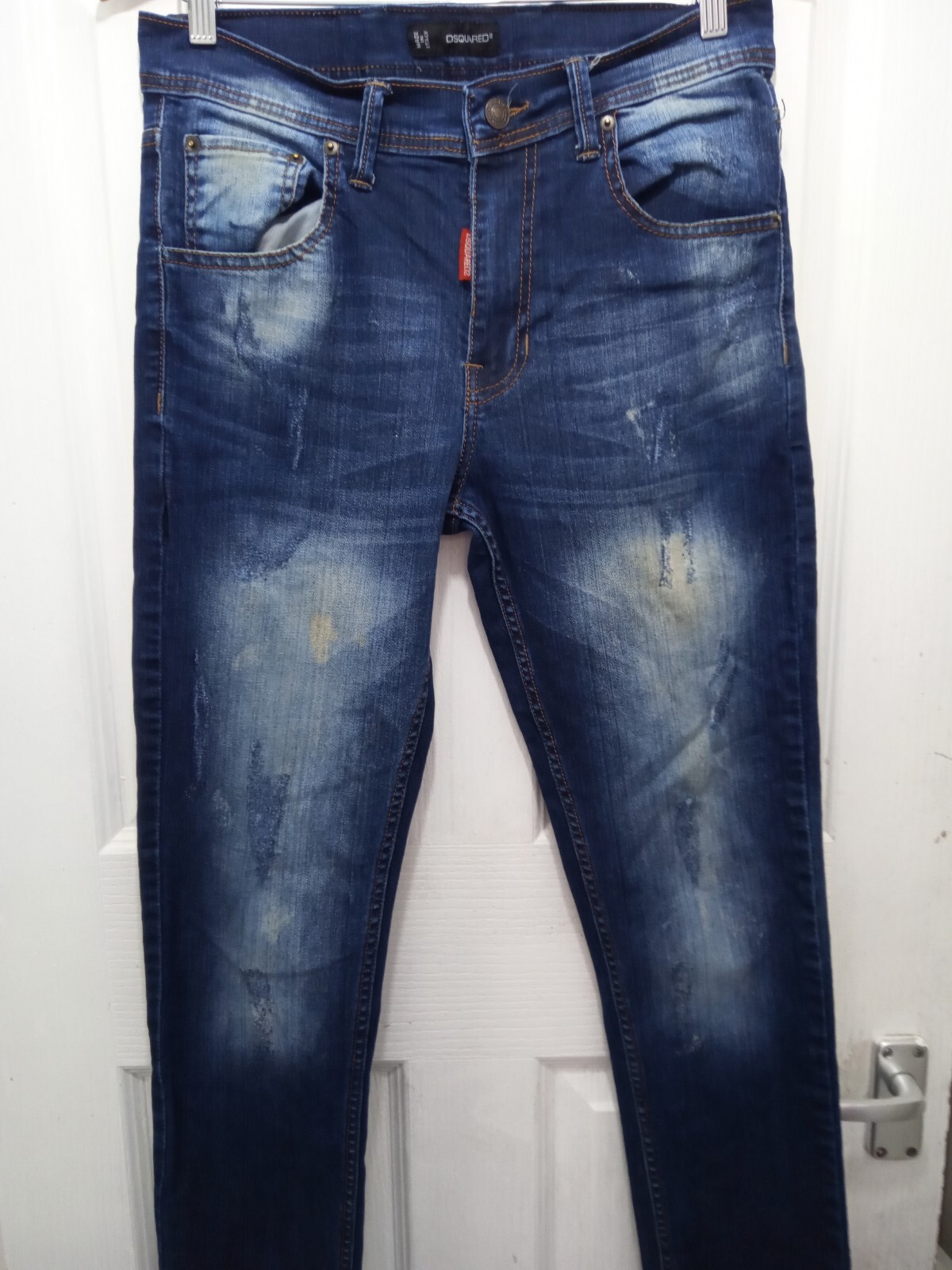 Dsquared2 ICON Men Distressed Blue Wash Stretch Slim Jeans W32 image 2