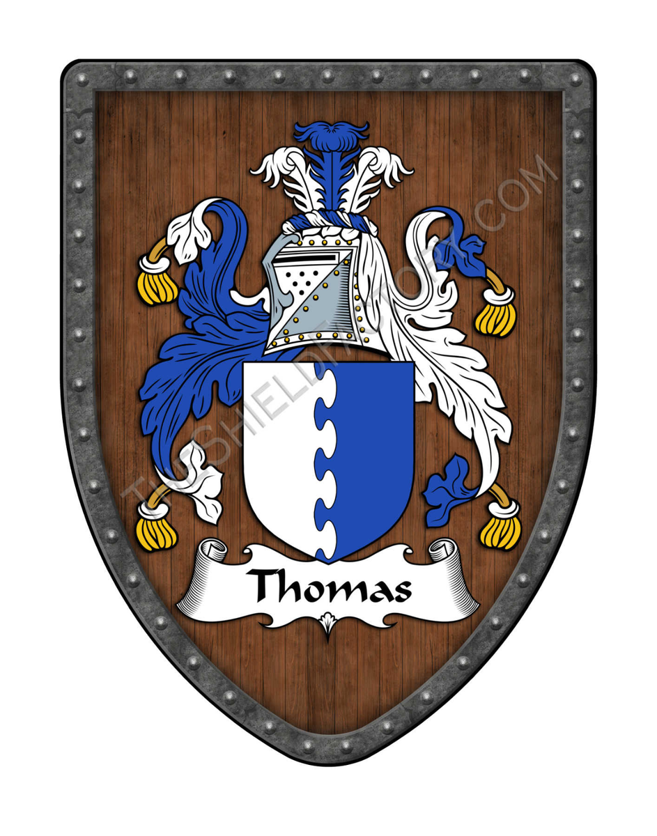 Thomas Family Crest Custom Coat of Arms, Hanging Wall Shield
