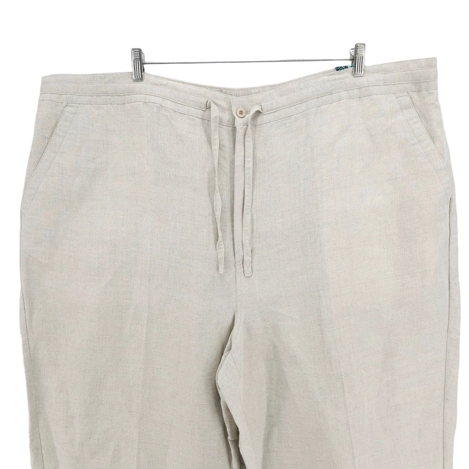 NUEVO CON ETIQUETAS CUBAVERA Pantalones Mezcla Lino Color Natural Cordón Cintura Elástica 4XB / 30 Foto 2 de 4