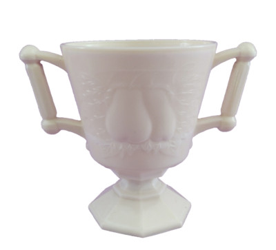 Jeannette Baltimore Pear Sugar Bowl Open Shell Pink Milk Glass Footed Vintage